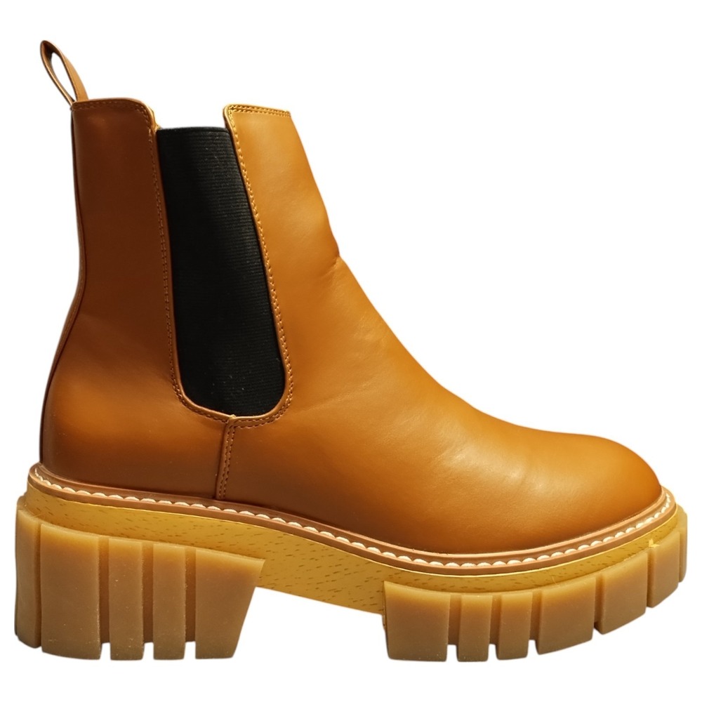 Madden Girl Phoebee Lug Chelsea Boots Mens US 9.5M Brown Round Toe Ankle Pull On